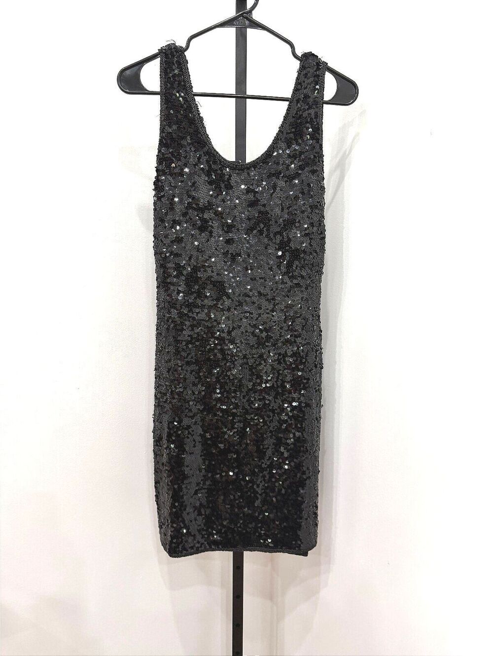 Vintage Black Sequin Sleeveless Cocktail Dress SKC Silk